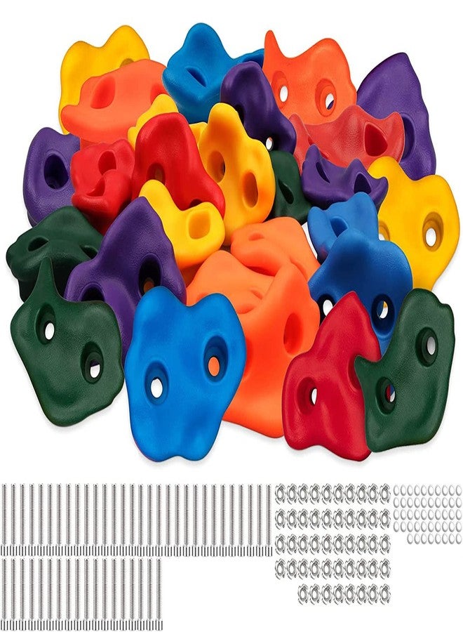 REZNOR مجموعة أحجار تسلق الصخور الكبيرة متعددة الأحجام من ريزنور للأطفال، وأحجار تسلق جدارية للكبار لبناء جدران ملاعب الأطفال بأنفسهم/مكعبات خشبية، عبوة من 24 قطعة - Image 1